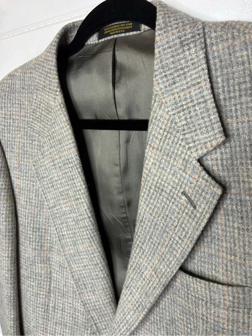 Evan-Picone for J.W. Robinson’s 100% Wool Gray Plaid Sport Coat Blazer 40R USA
